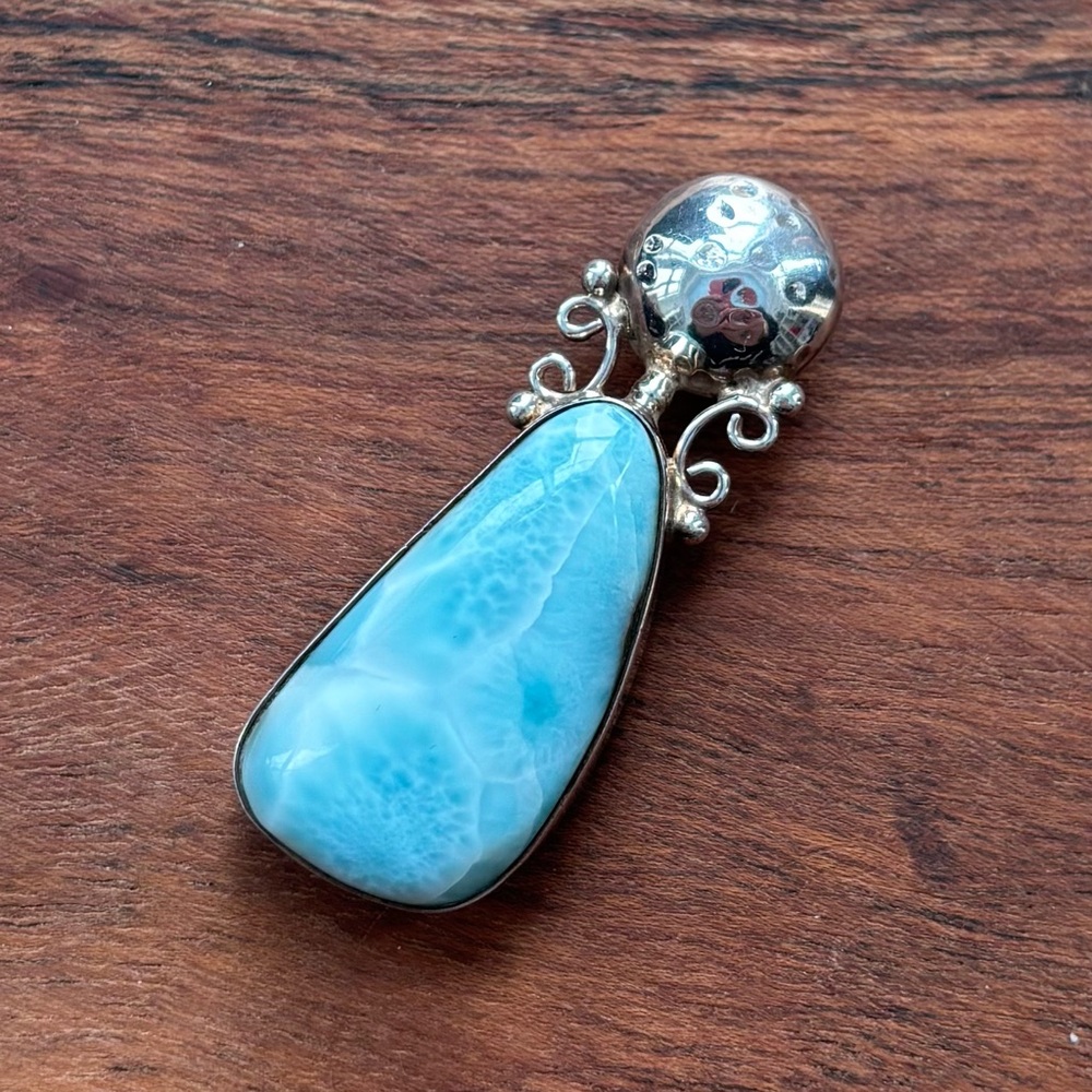 Sterling Silver and Blue Larimar Pendant